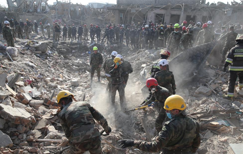 Последствия ракетного удара по г. Гянджа 17.10.2020